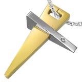 Pendentif acier 20 - Pointes jaunes et grises