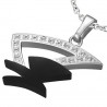 Pendentif acier 22 - Noir et gris strass