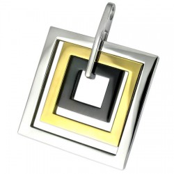 Pendentif acier 28 - Trois carrés