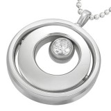 Pendentif acier 33 - Deux cercles bille strass