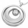 Pendentif acier 33 - Deux cercles bille strass