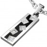 Pendentif acier 34 - Plaque strass ligne noire
