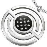 Pendentif acier 37 - Labyrinthe centre noir