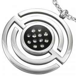 Pendentif acier 37 - Labyrinthe centre noir