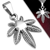 Pendentif acier 39 - Belle feuille de cannabis