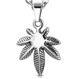 Pendentif acier 39 - Belle feuille de cannabis
