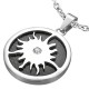 Pendentif acier 40 - Cercle noir soleil