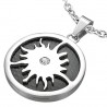 Pendentif acier 40 - Cercle noir soleil