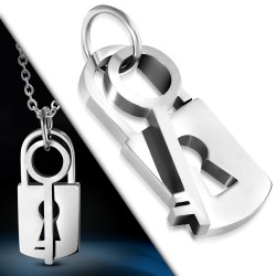 Pendentif acier 41 - Serrure et clé
