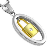 Pendentif acier 45 - Cadenas jaune