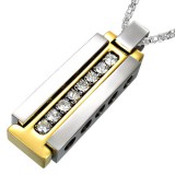Pendentif acier 47 - Jaune et gris avec strass