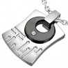 Pendentif acier 48 - Plaque avec cercle noir