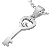 Pendentif acier 50 - Clé coeur