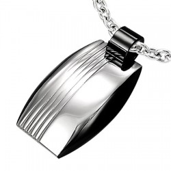 Pendentif acier 52 - Plaque noire et grise