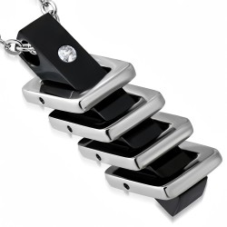Pendentif acier 54 - Cylindre et carrés