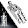 Pendentif acier 57 - Trois parties zircone