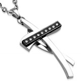 Pendentif acier 56 - Ligne noir strass