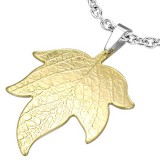Pendentif acier 59 - Feuille jaune