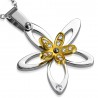 Pendentif acier 61 - Fleur grise et jaune