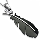Pendentif acier 64 - Plume noire