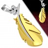 Pendentif acier 65 - Plume jaune