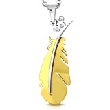 Pendentif acier 65 - Plume jaune