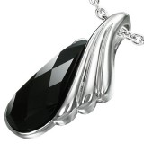 Pendentif acier 72 - Gros zircone noir