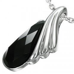 Pendentif acier 72 - Gros zircone noir