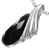 Pendentif acier 72 - Gros zircone noir