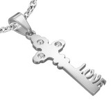 Pendentif acier 73 - Clé trois strass