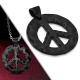 Pendentif acier 74 - Peace and love noir