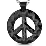 Pendentif acier 74 - Peace and love noir