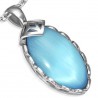 Pendentif acier 80 - Ovale turquoise