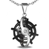 Pendentif acier 85 - Gouvernail noir