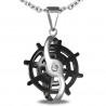 Pendentif acier 85 - Gouvernail noir