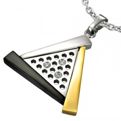 Pendentif acier 87 - Triangle trois couleurs