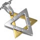 Pendentif acier 89 - étoile de David grise et jaune
