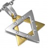 Pendentif acier 89 - étoile de David grise et jaune