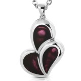 Pendentif acier 91 - Trois coeurs lilas