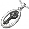 Pendentif acier 99 - Clé noire dans cercle