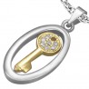 Pendentif acier 100 - Clé jaune dans cercle