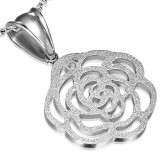 Pendentif acier 102 - Fleur grise satin