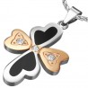 Pendentif acier 105 - Trêfle rose et noir