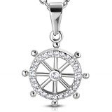 Pendentif acier 110 - Gouvernail avec strass