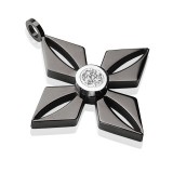 Pendentif acier 112 - étoile noire centre strass