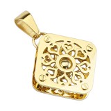 Pendentif acier 115 - Rectangle jaune coeurs