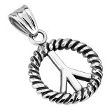 Pendentif acier 120 - Cercle peace and love