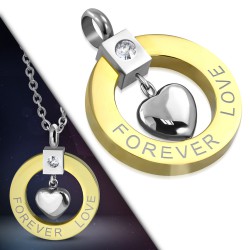 Pendentif coeur forever love jaune (23)