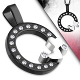 Pendentif deux coeurs cercle noir (15)
