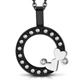 Pendentif deux coeurs cercle noir (15)